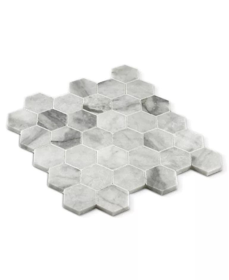 Ann Sacks Bianca Helena Hexagon 2" white marble stone tile