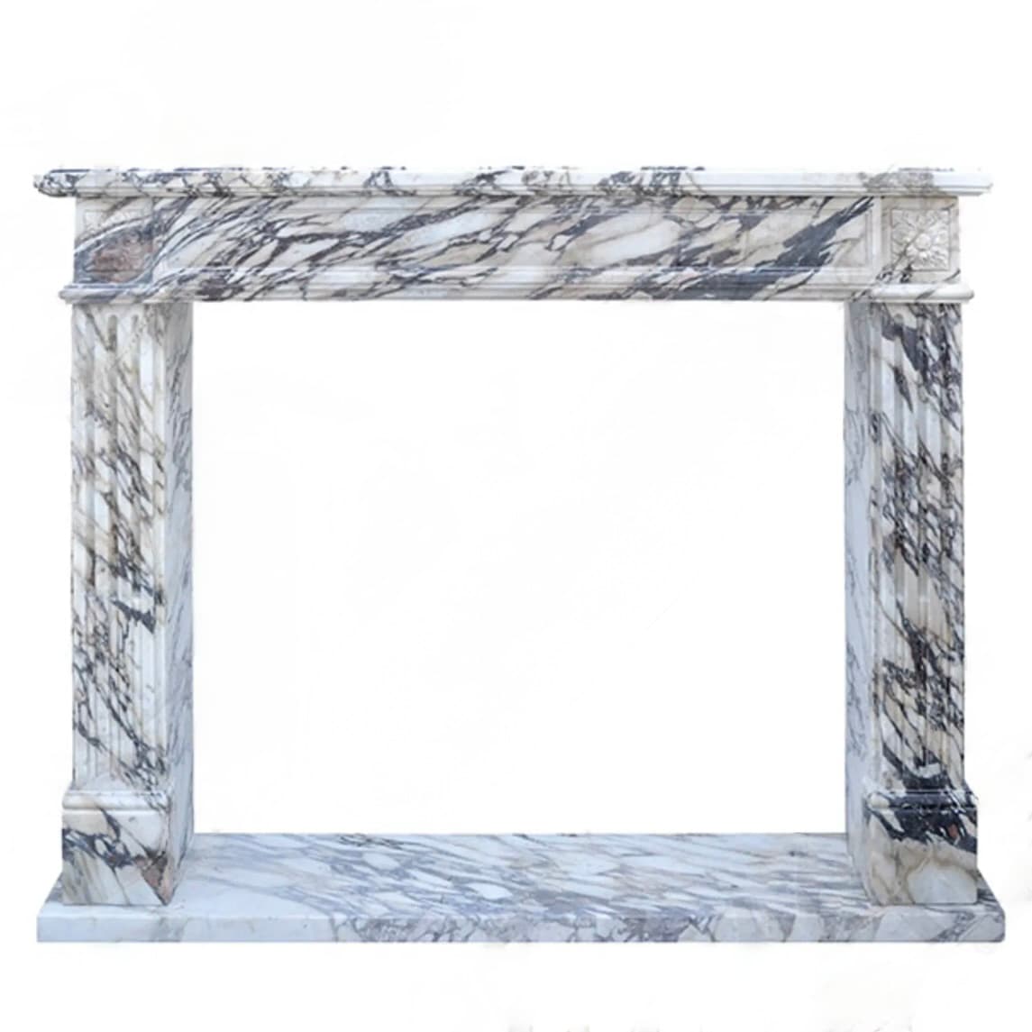 Fine's Gallery | Breche Violette Louis XV Marble Fireplace Mantel (MFP-2245), 62 in Wide