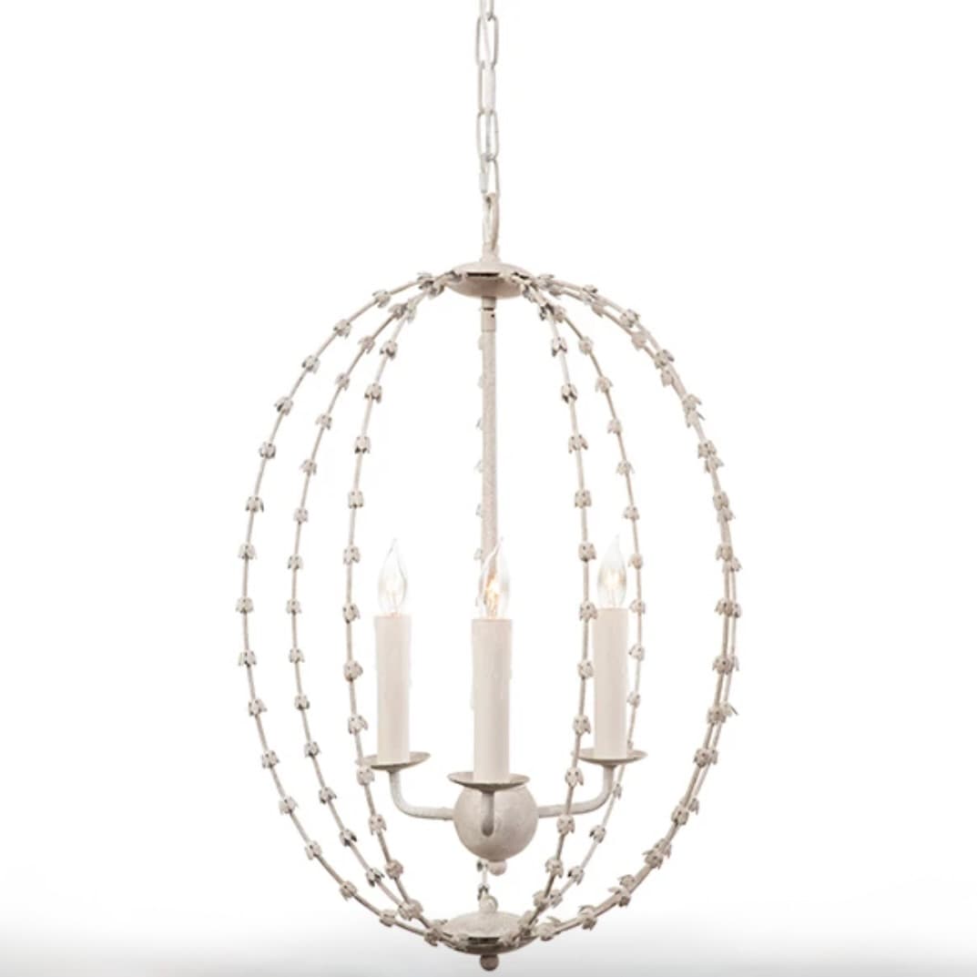 Aidan Gray | White Falling Leaves Oval Chandelier (L464W CHAN), 16 x 25 in