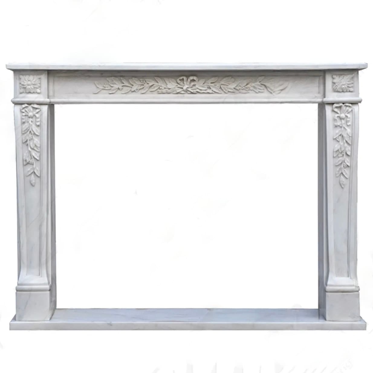 Fine's Gallery | Regency Fireplace Mantel in Statuary White Marble (MFP-2257), 58.5 in Wide