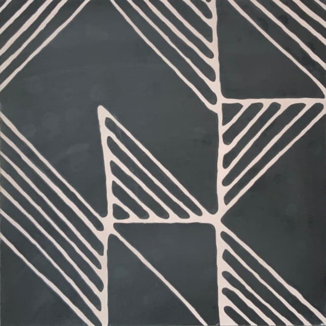 Concrete Collaborative 8x8 Strands Indio Shadow tile in ebony with lilac accent