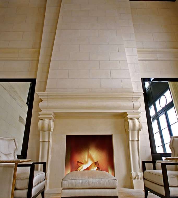 Tartaruga Design | Contemporary Renaissance Honed Limestone Fireplace Mantel (Small)