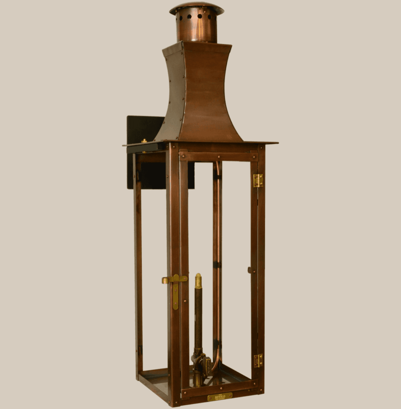 Bevolo 24" Governor Natural Gas Copper Lantern (Naval Brass Bracket)