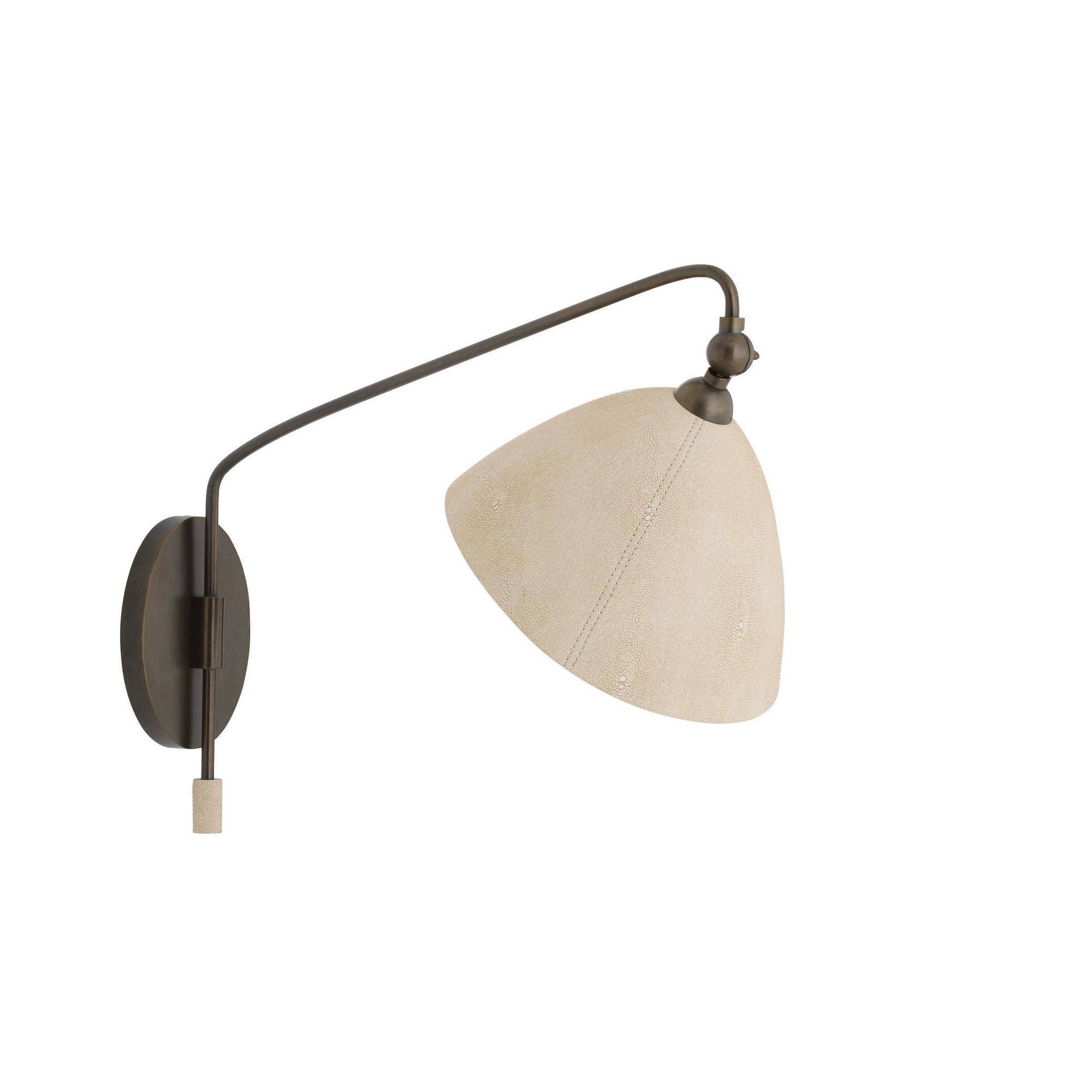 Arteriors Home | Inlet Swing-Arm Wall Sconce — Ivory Faux Shagreen, English Bronze