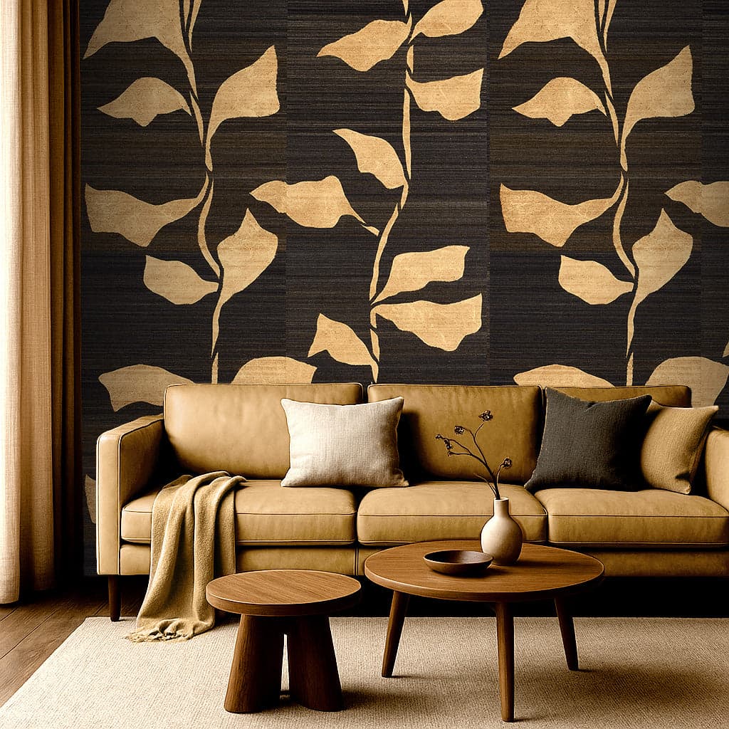 Phillip Jeffries Gilded Garden Gold wall covering on Shetland horsehair, 34 inches wide
