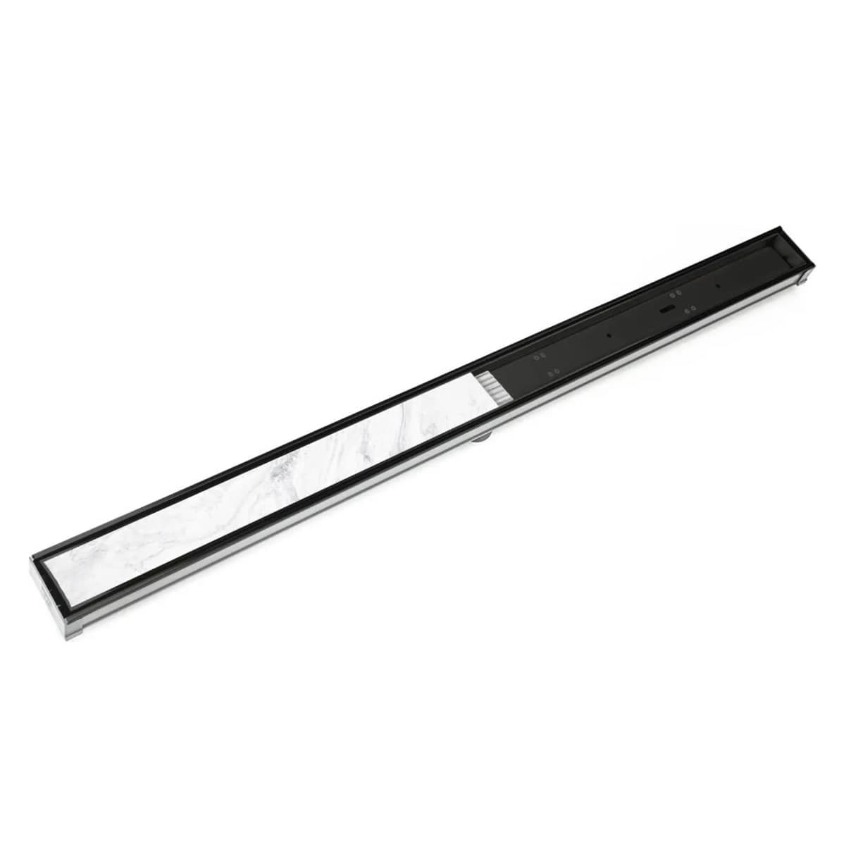 Infinity Drain | 48" Site Sizable Stainless Steel Low Profile Linear Drain Kit with 2-1/2" Tile Insert Frame, in Matte Black, S-LTIF 6548 BK