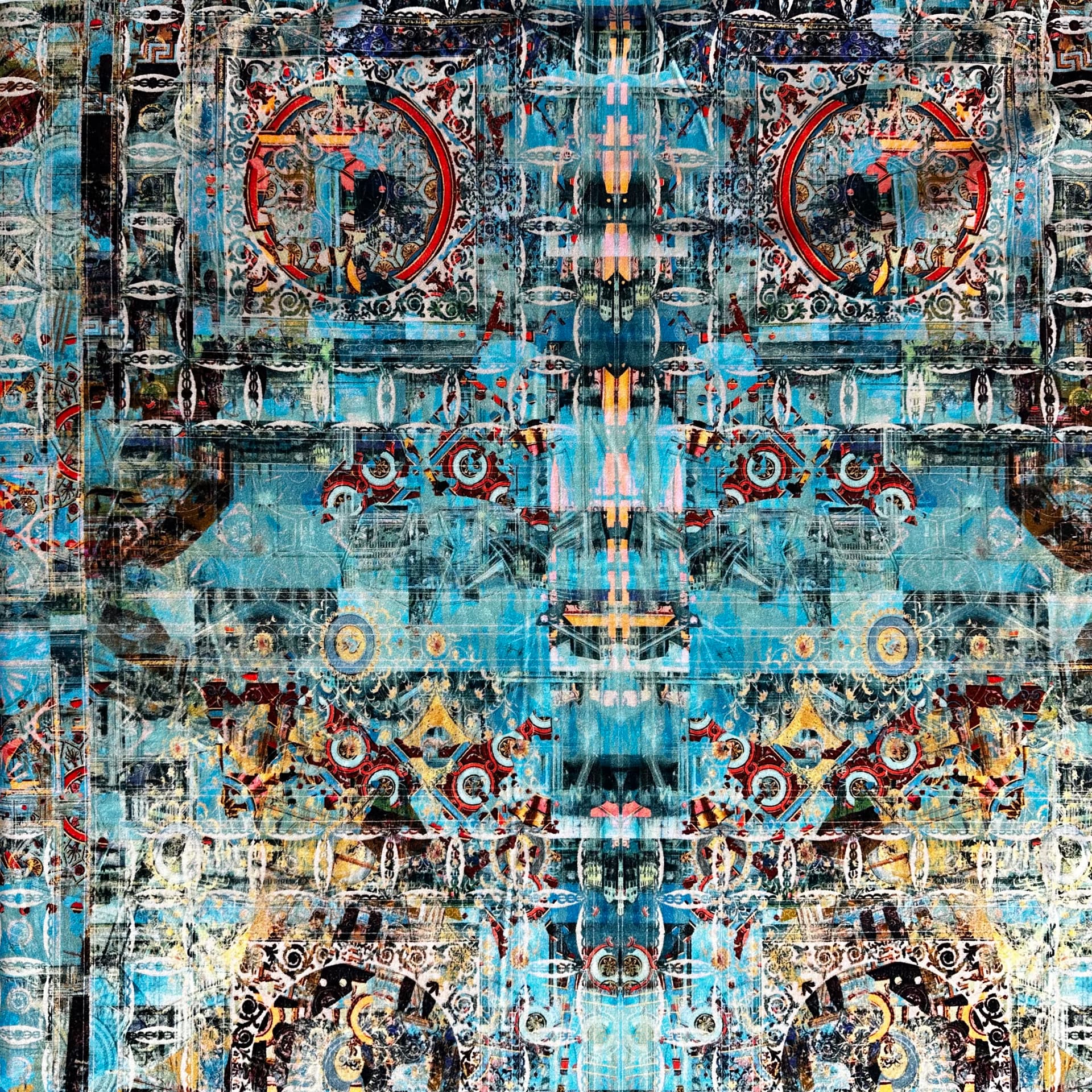Blackpop | ‘Capriccio’ Blue Tiled Cotton Velvet Fabric