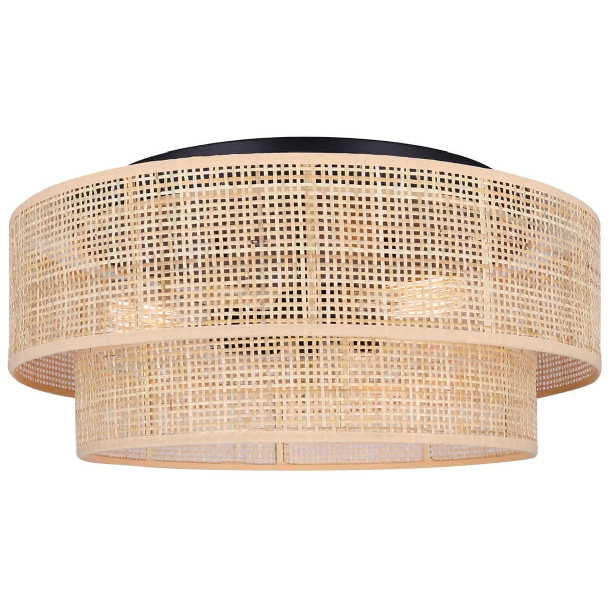 Canarm | Bellamy Flushmount — Black with Natural Rattan, 2