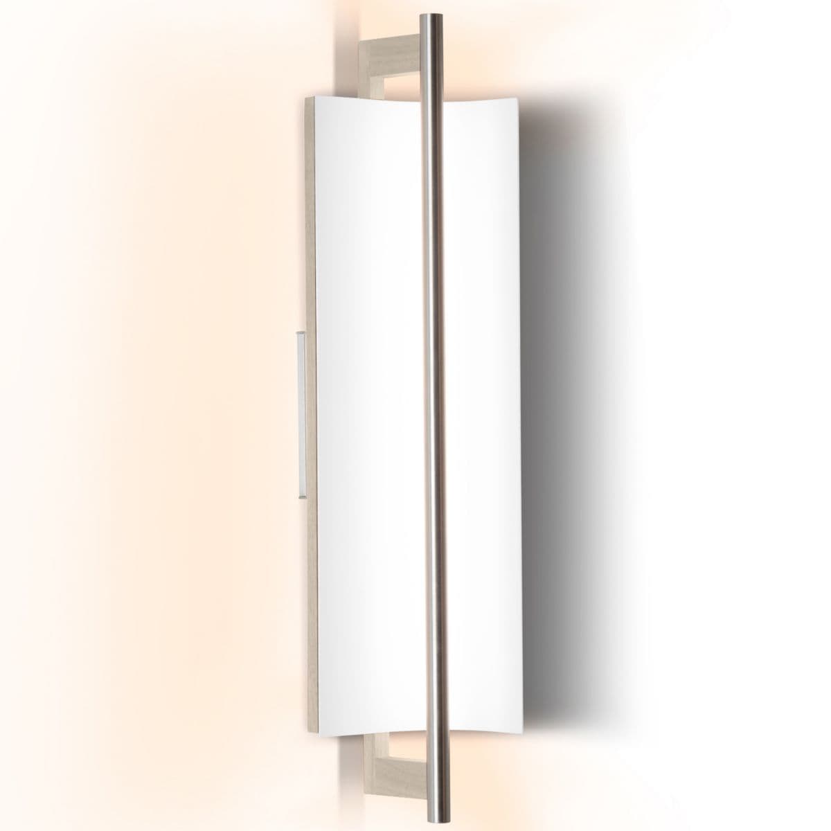 Cerno | Allavo LED Vanity Light — Textured White Exterior and Textured White Reflector, White Washed Oak, Brushed Aluminum, 22 Inch