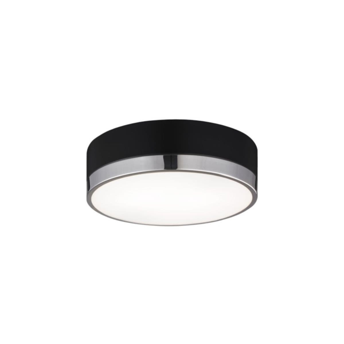 Huxe Tommaso Flush Mount Ceiling Light — Black with Chrome, 12 in