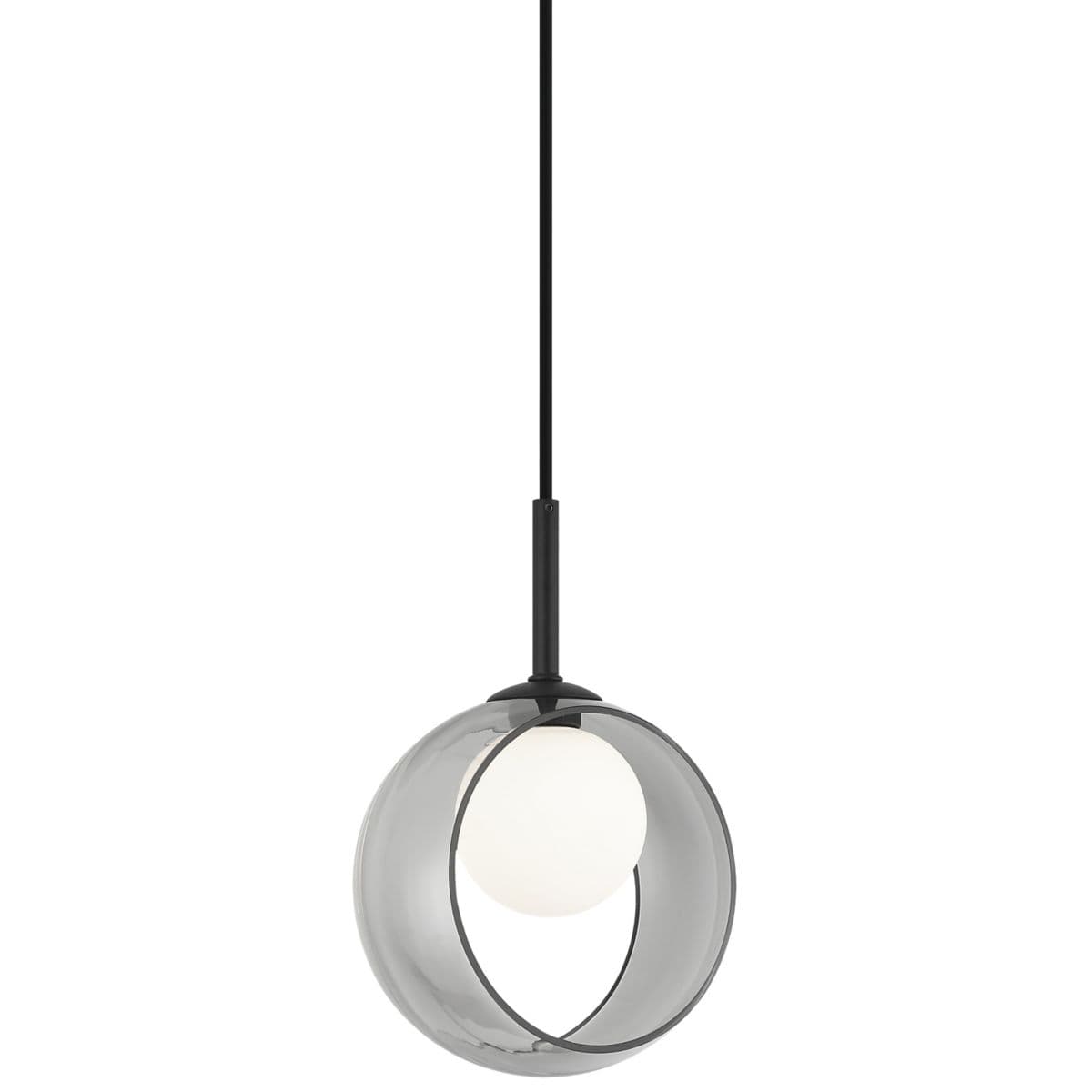 Huxe | Aracelli Pendant — Black with Smoke Glass, Medium