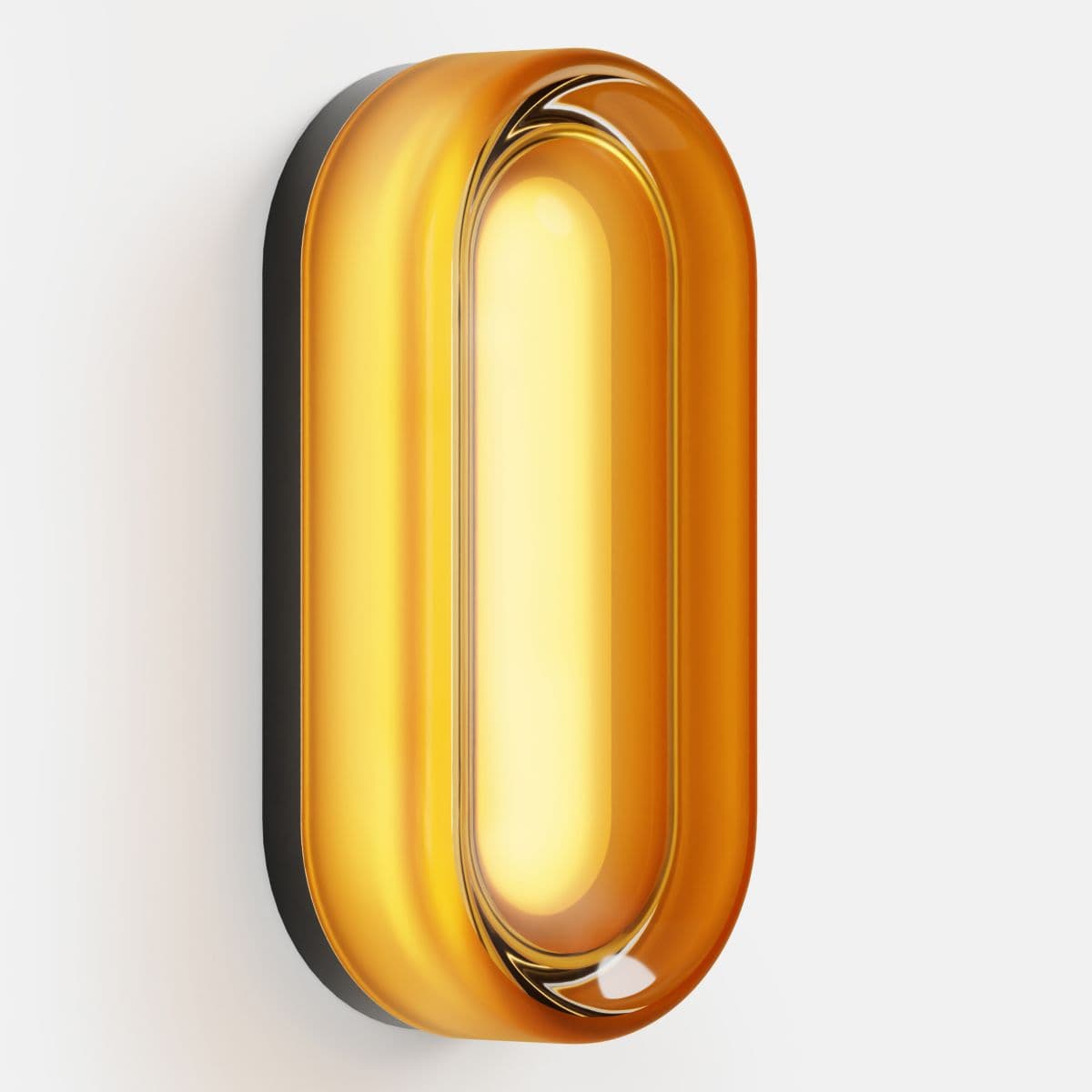 Rbw Dimple Dash Led Wall Sconce — Amber Glass, Smooth Black, 10 Dimming, Triac