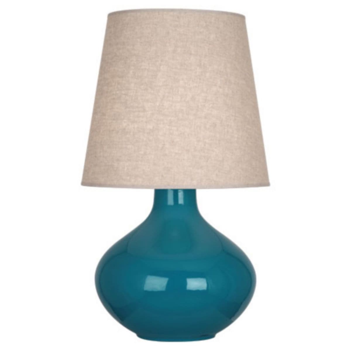 Robert Abbey | June Table Lamp — Buff Linen, Peacock