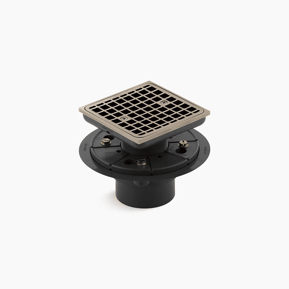 Kohler Tile-In Square Shower Drain in Vibrant Brushed Bronze, 4-1/8" H x 4-9/16" W x 6-1/2" L