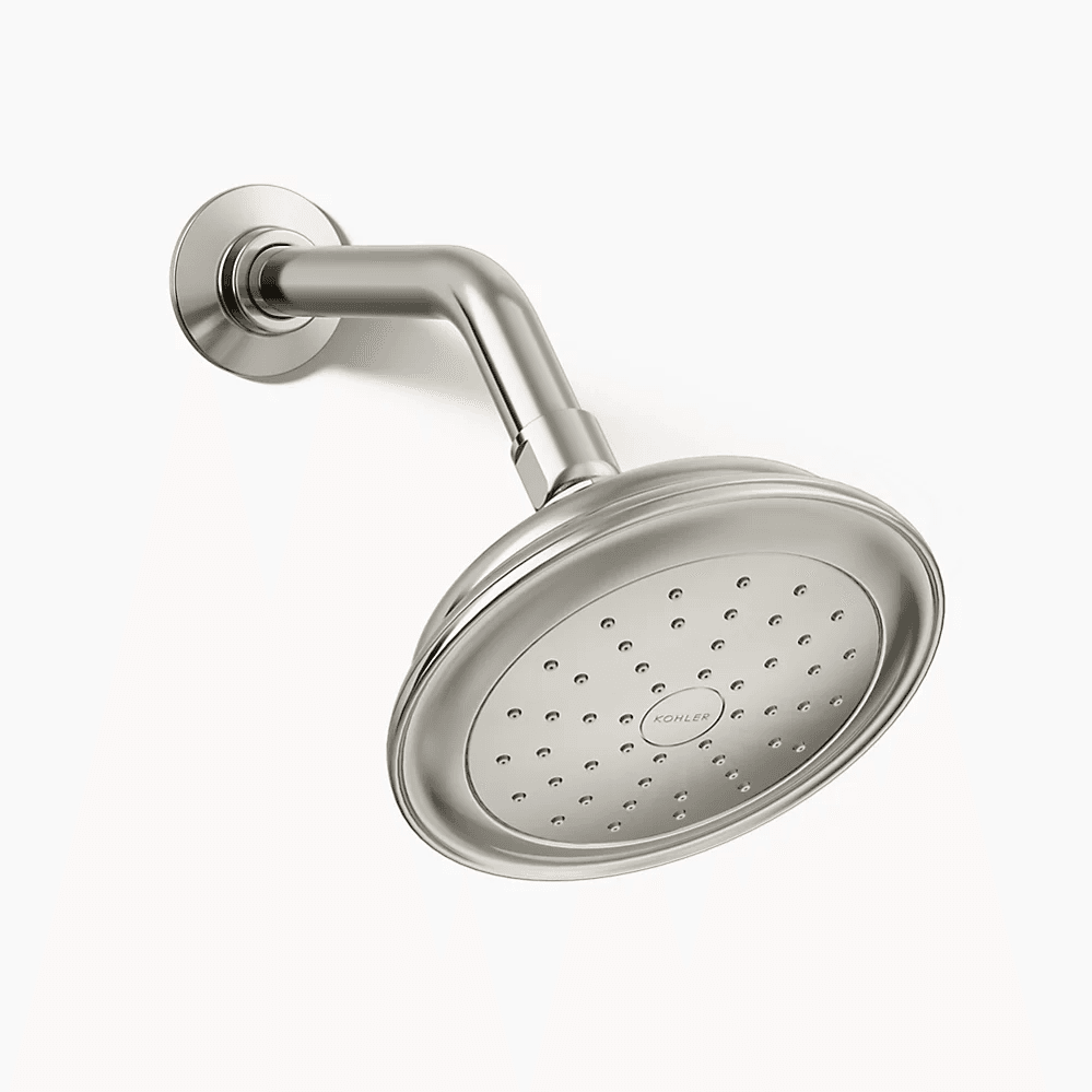 Kohler Artifacts Showerhead in polished nickel stainless steel, 6" diameter