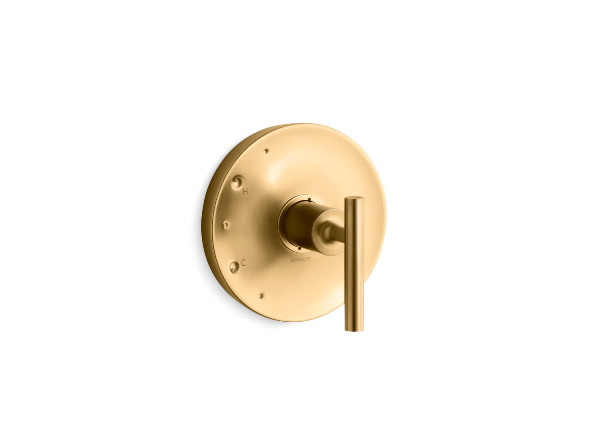 Kohler Purist Rite-Temp valve trim with lever handle in Vibrant Brushed Moderne Brass