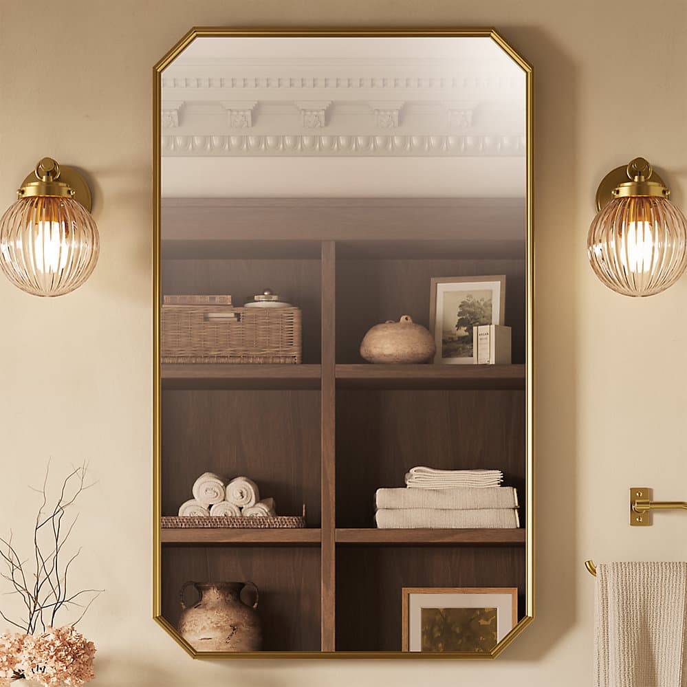 Kohler | Claude by Studio McGee 24" x 40" Framed Mirror — Vibrant Brushed Moderne Brass - alternate view