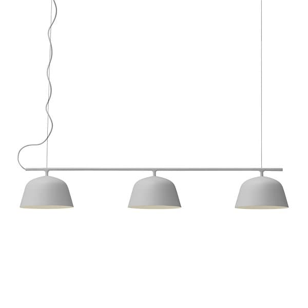 Muuto Ambit Rail Lamp in grey matte handspun aluminum, 49.6" wide pendant light