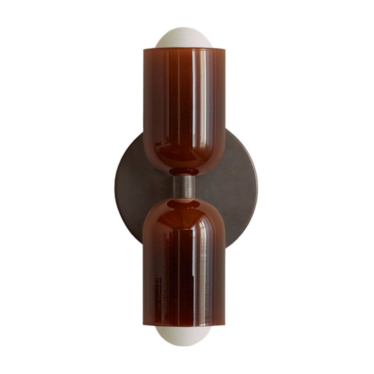 In Common With | Chromatic Glass Up Down Slim Wall Sconce — Tobacco Backplate finish:Blackened Brass