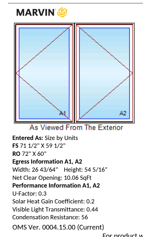 Marvin window, 72x60, brand new and unopened