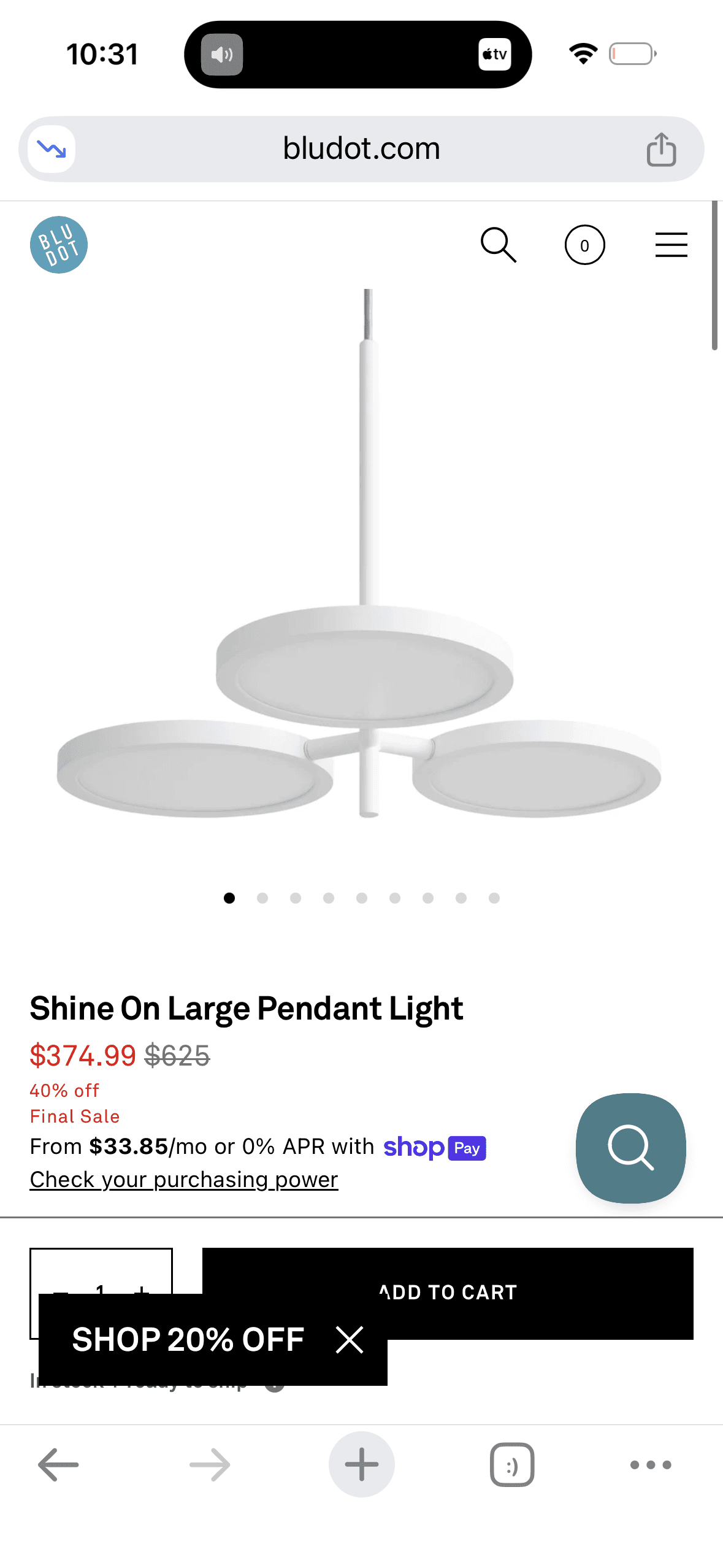Blu Dot Shine On Large Pendant Light