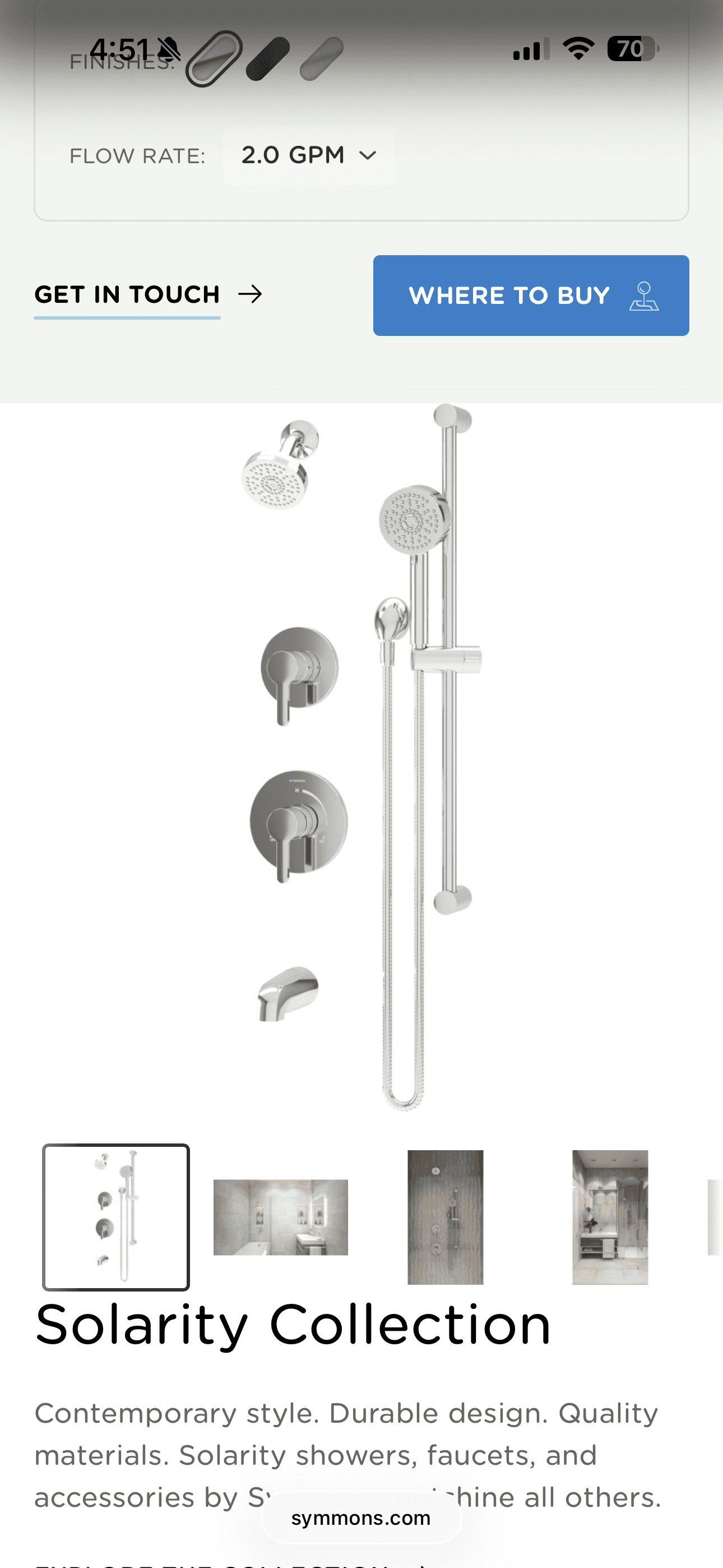 Symmons Solarity shower/tub trim - alternate view