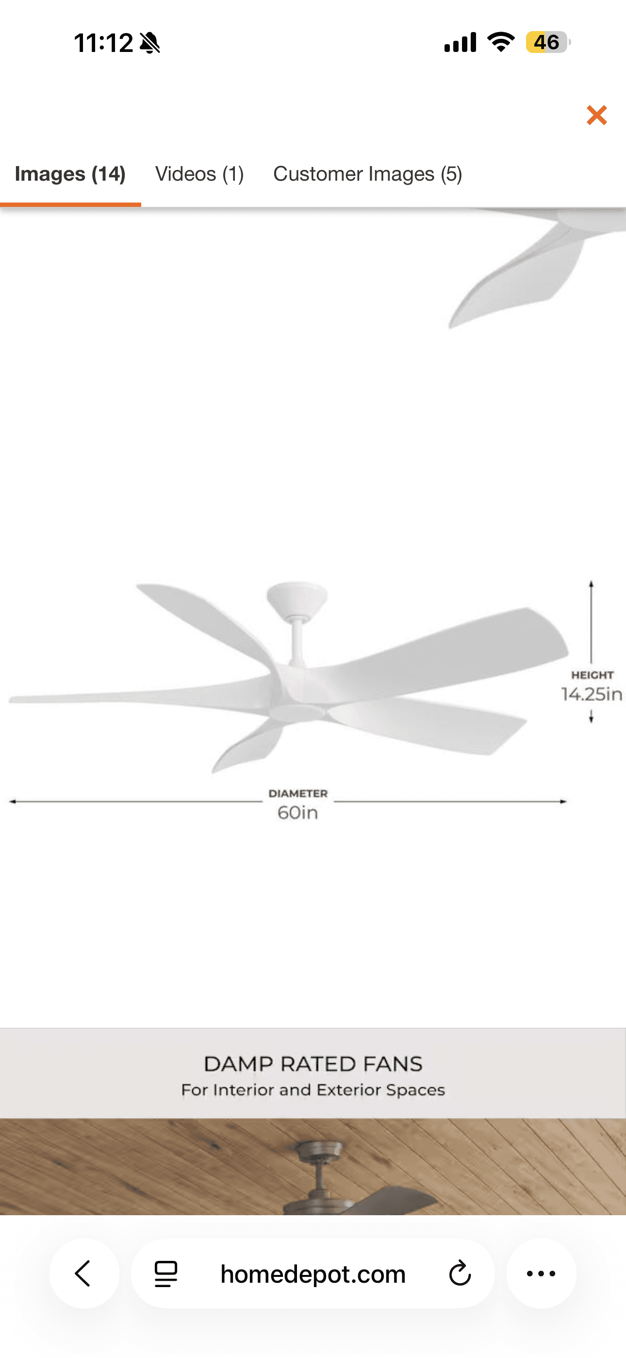Progress Lighting 60’ vernal indoor/outdoor smart led ceiling fan - alternate view