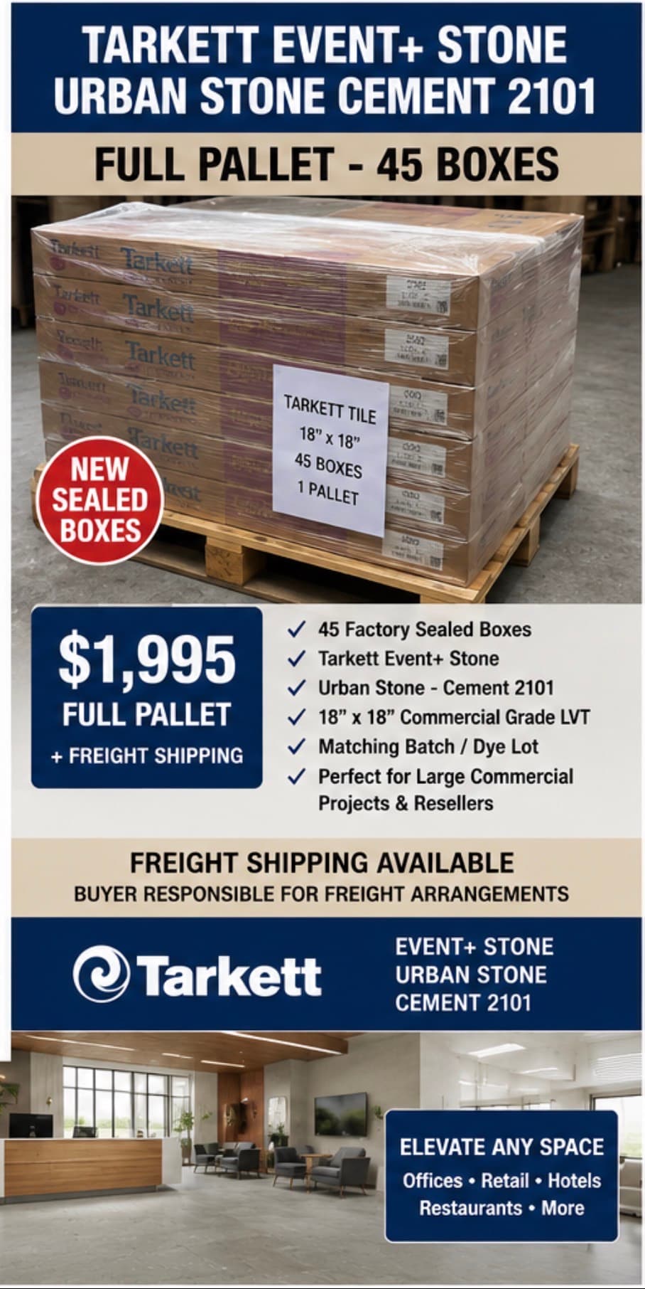 Tarkett Tarkett Event+ Stone – Urban Stone “Cement” SKU / Style Code: PEUS2101