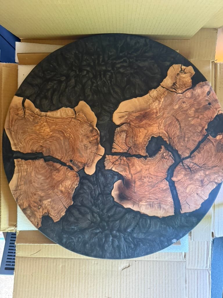 Live edge walnut and black resin tray