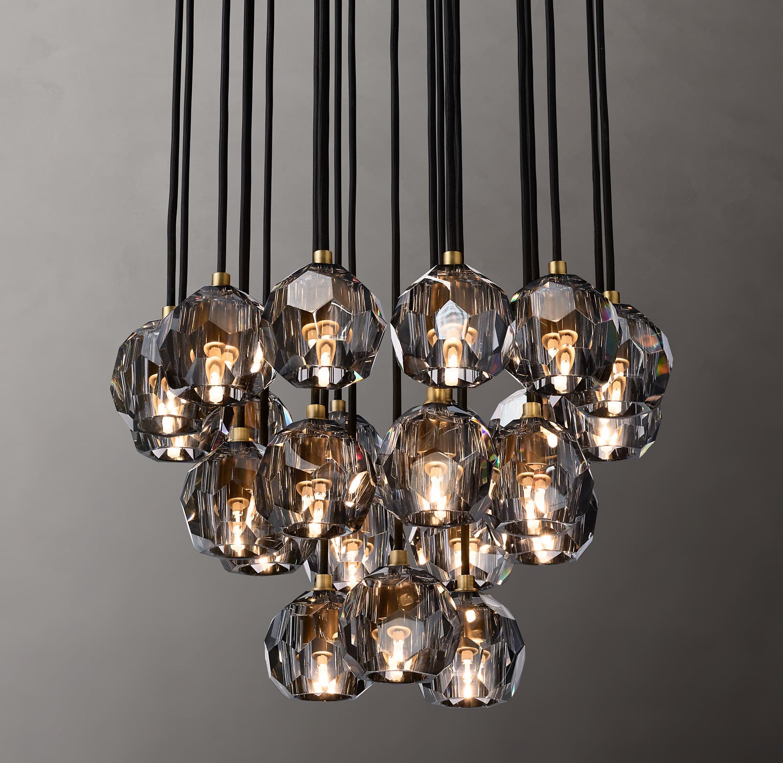 Restoration Hardware - Modern - Boule De Cristal Smoke Glass Round Cluster Chandelier 24" in Bronze