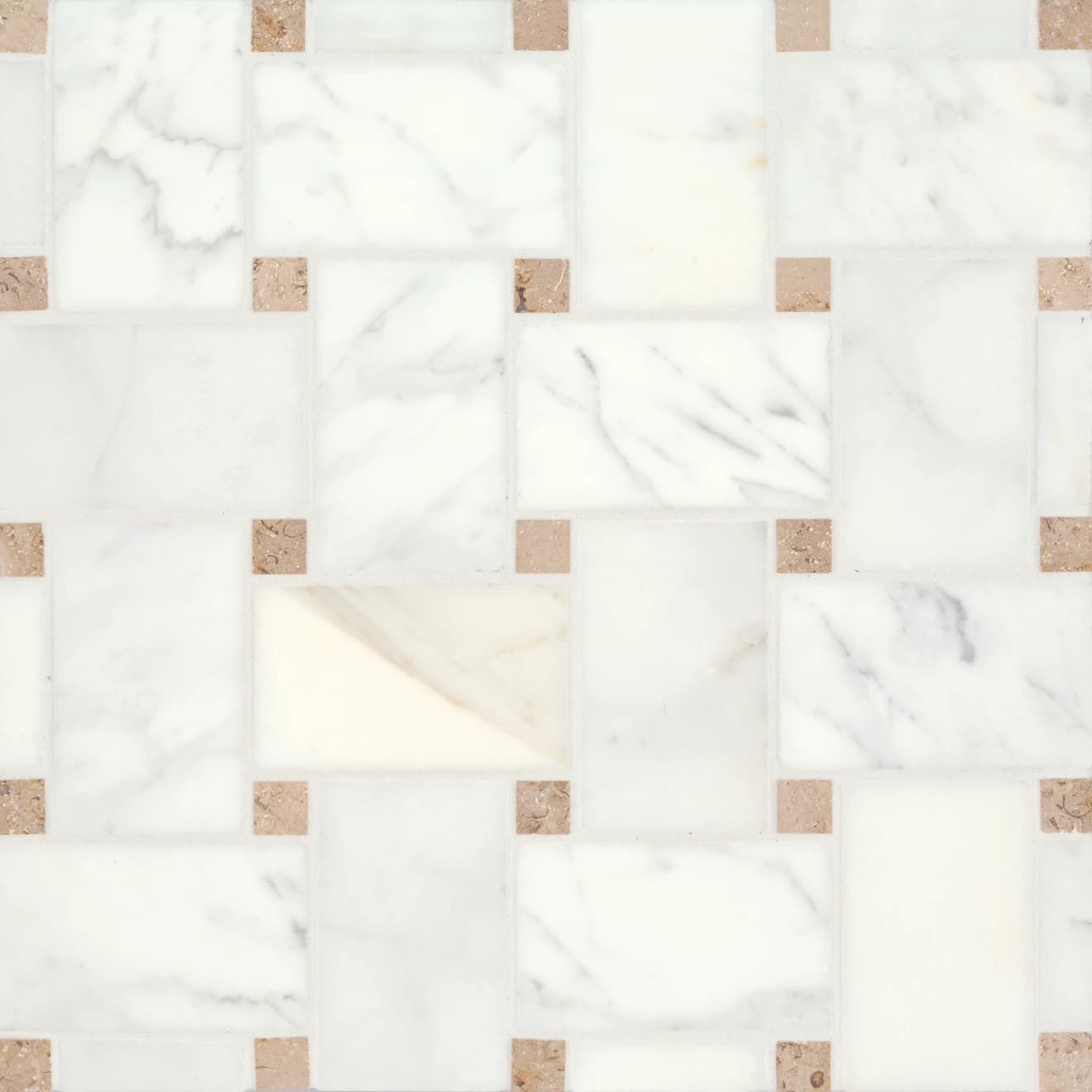Bedrosians Calacatta Marble Basketweave Mosaic Tile – 52.44 Sq Ft – 6 New Boxes